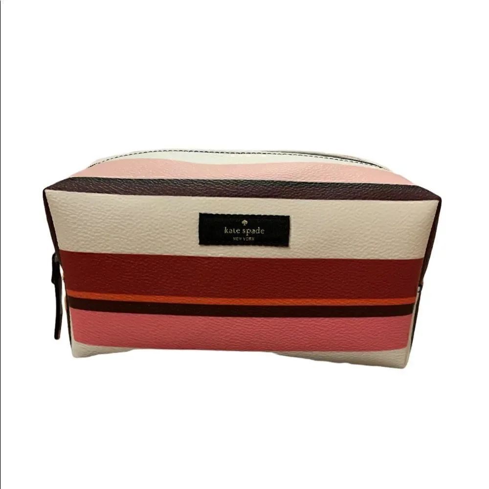 Kate Spade Shore St. Berber Stripe Cosmetic Bag NWOT